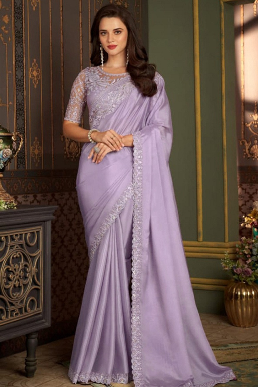 lavender colour saree